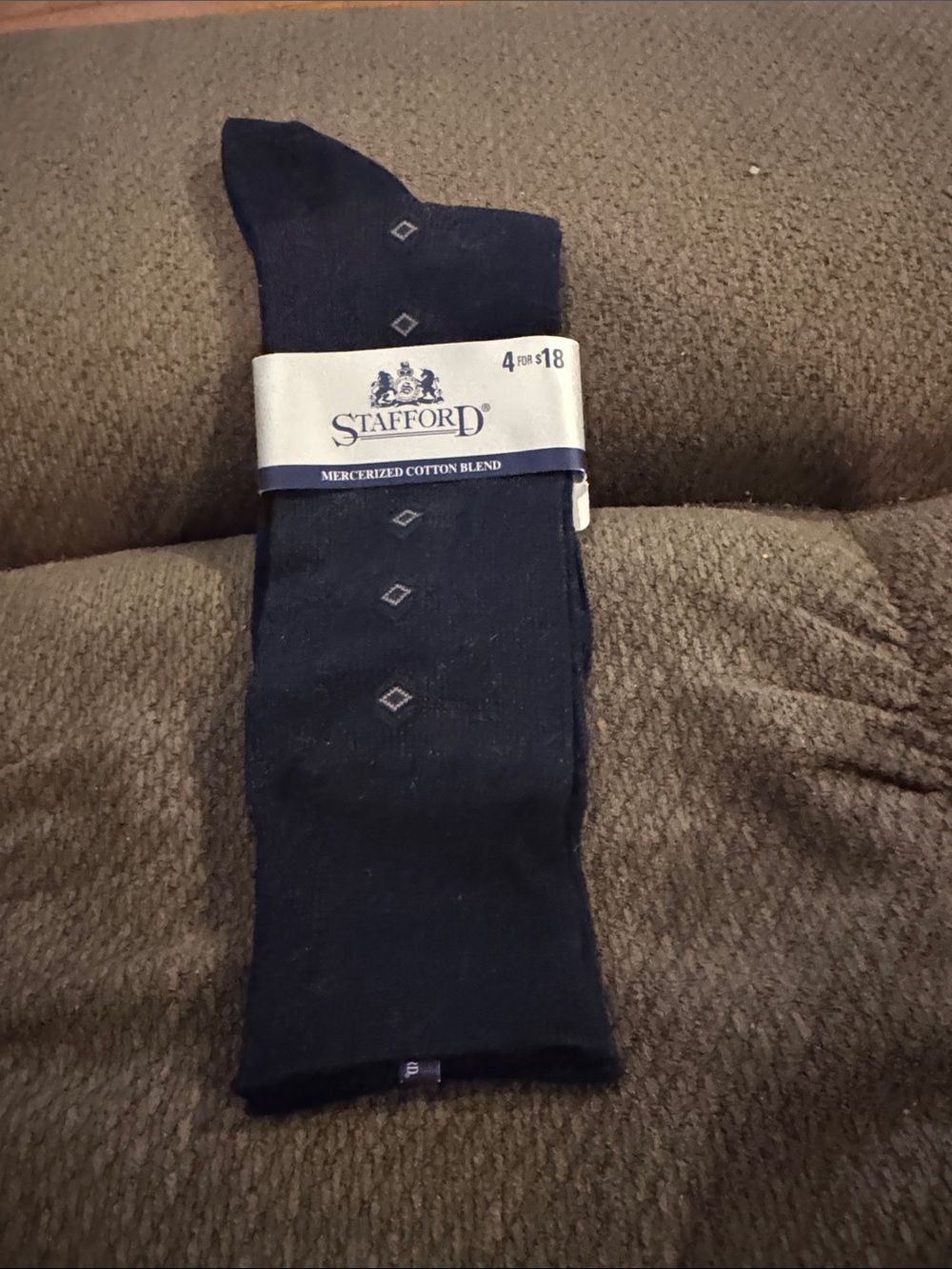 Stafford Navy Diamond-Accent Dress Socks